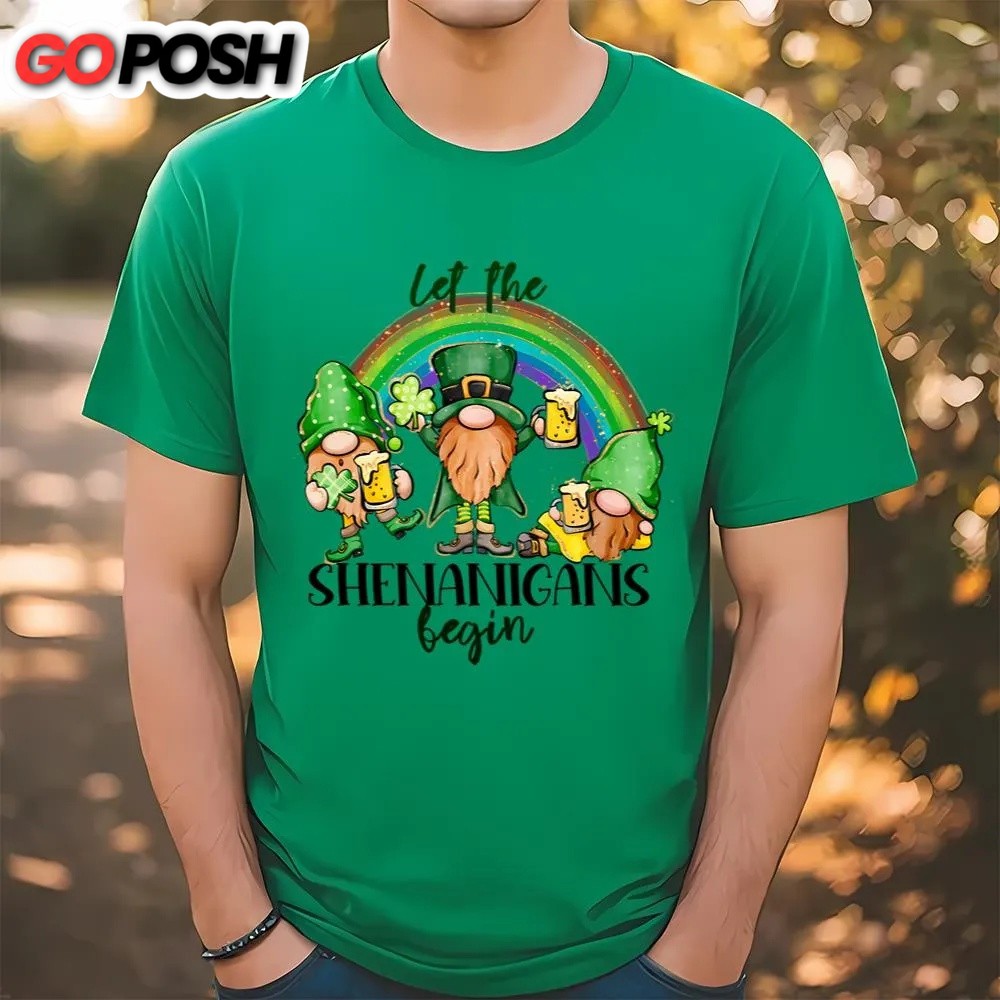 St Patricks Day T Shirt, Let The Shenanigans Begin Gnomes T-Shirt, Funny St Patricks Day Shirts