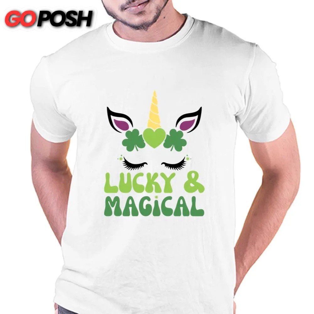 St Patricks Day T Shirt, Lucky And Magical St Patrick’s Day Unicorn T-Shirt, Funny St Patricks Day Shirts
