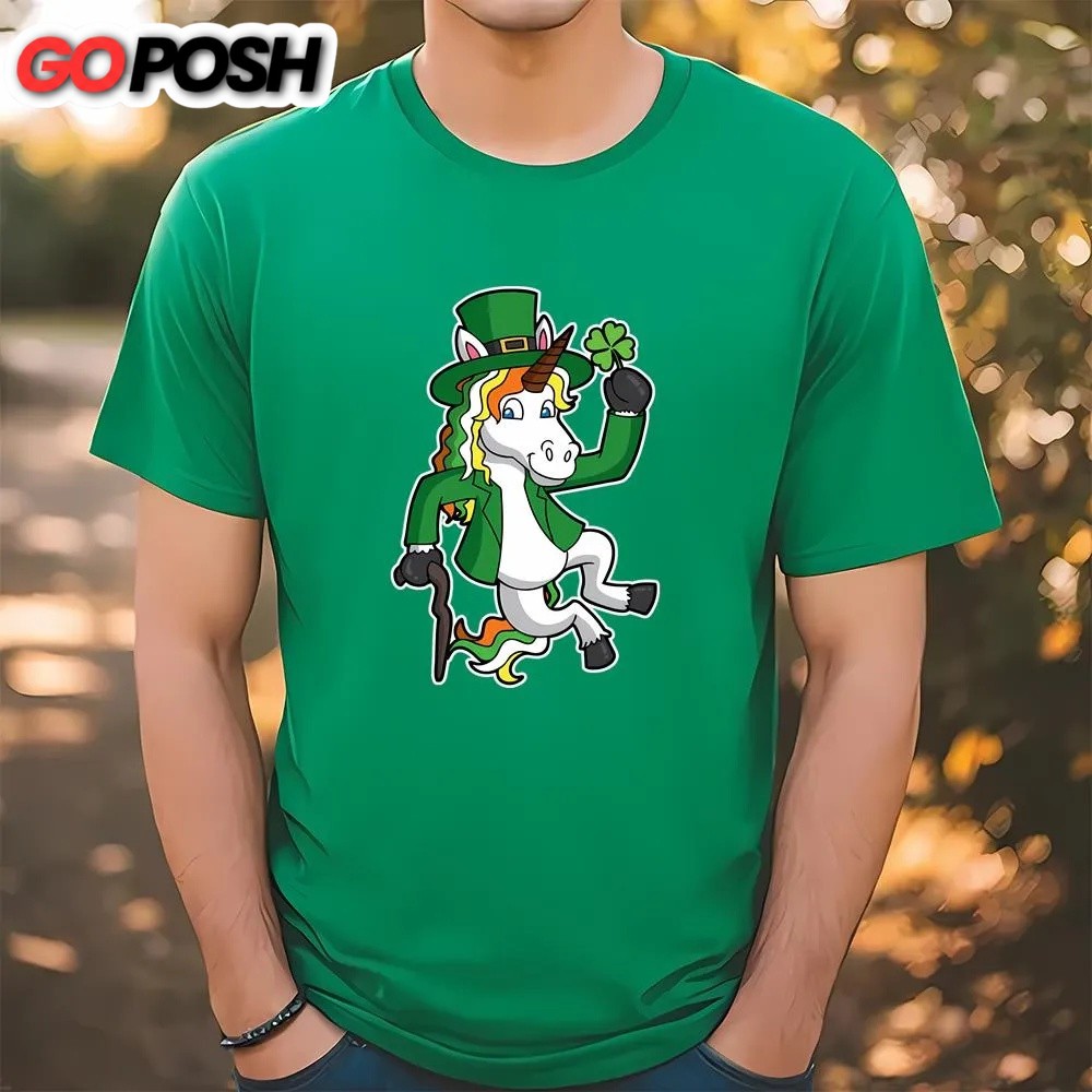 St Patricks Day T Shirt, Lucky Irish Unicorn Leprechaun St Patrick’s Day Heel Click T-Shirt, Funny St Patricks Day Shirts
