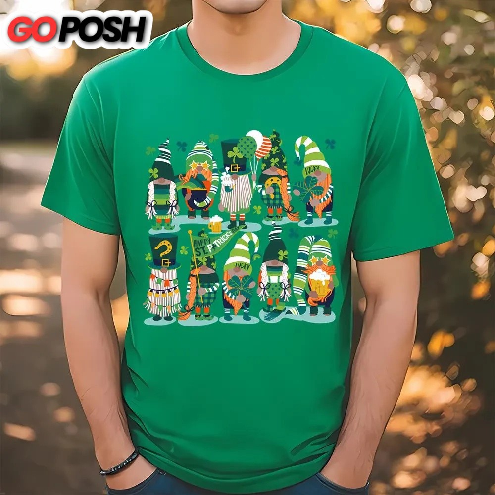 St Patricks Day T Shirt, Saint Patricks Gnomes With Green And Orange Gnomes Shirt, Funny St Patricks Day Shirts