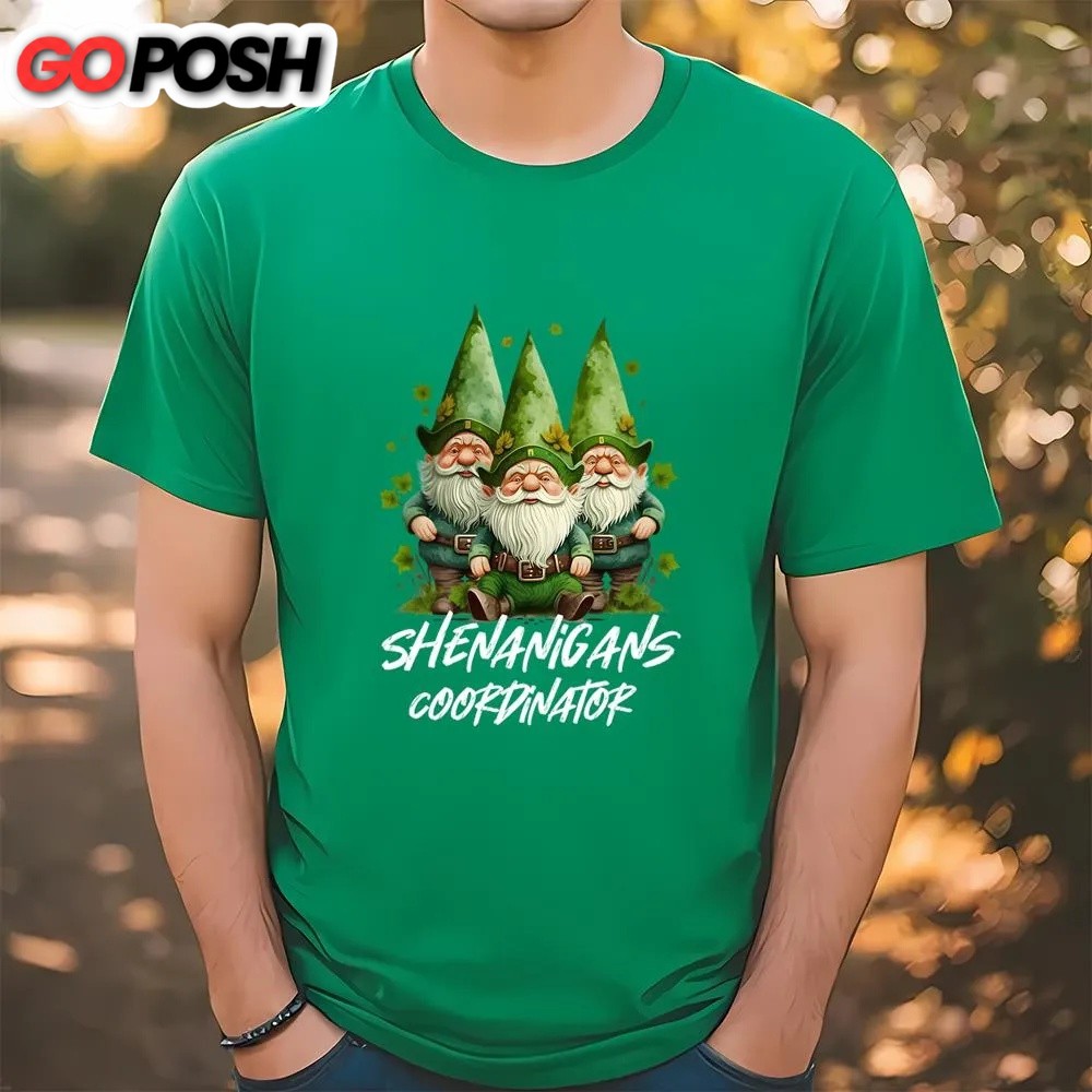 St Patricks Day T Shirt, Shenanigans Coordinator St Patricks Day Gnomes Green Proud T-Shirt, Funny St Patricks Day Shirts