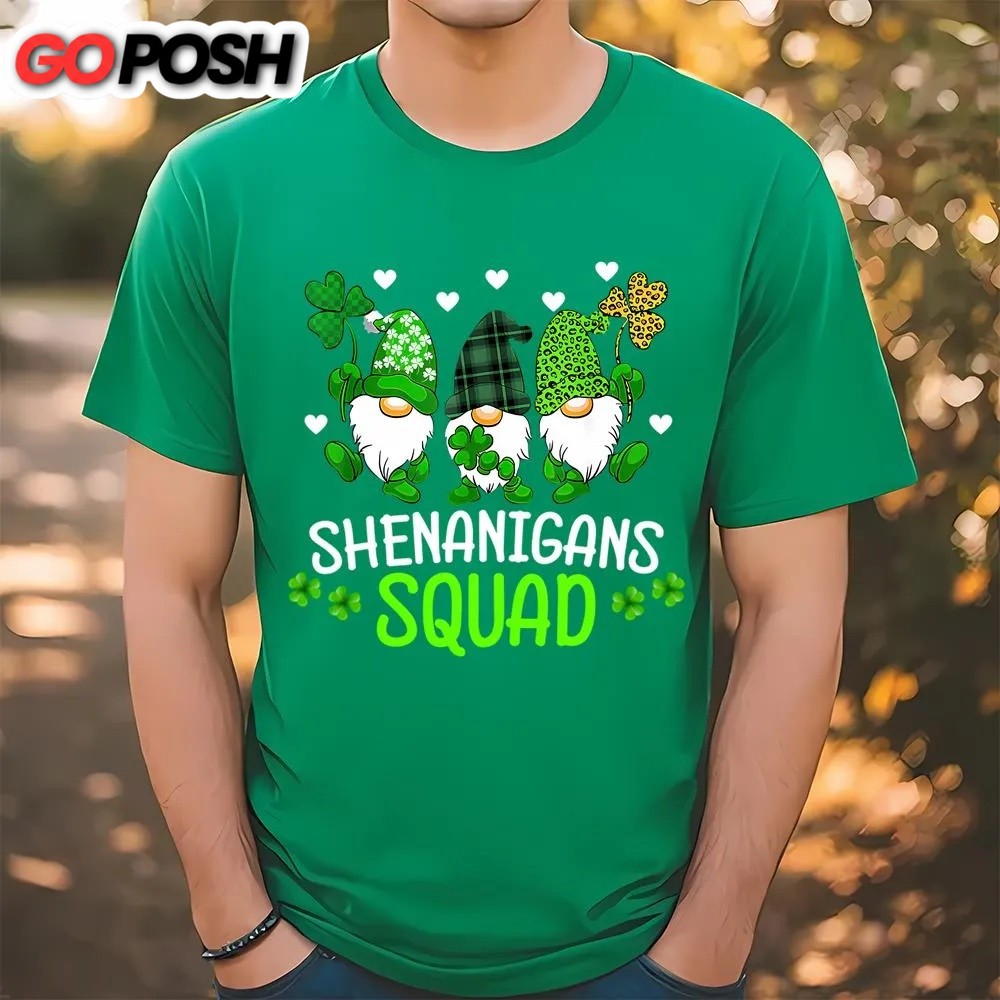 St Patricks Day T Shirt, Shenanigans Squad Gnomes Patrick’s Day T-Shirt, Funny St Patricks Day Shirts