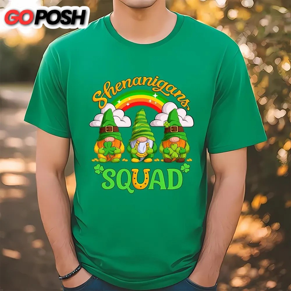 St Patricks Day T Shirt, Shenanigans Squad Gnomes Shamrock Happy St Patrick’s Day T-Shirt, Funny St Patricks Day Shirts