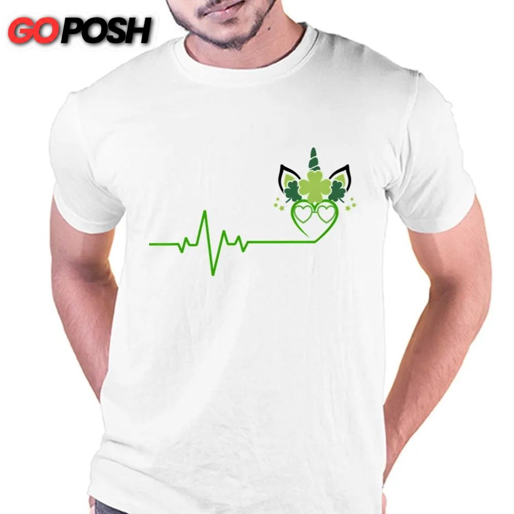 St Patricks Day T Shirt, St Patricks Day Heartbeat Unicorn T-shirt, Funny St Patricks Day Shirts