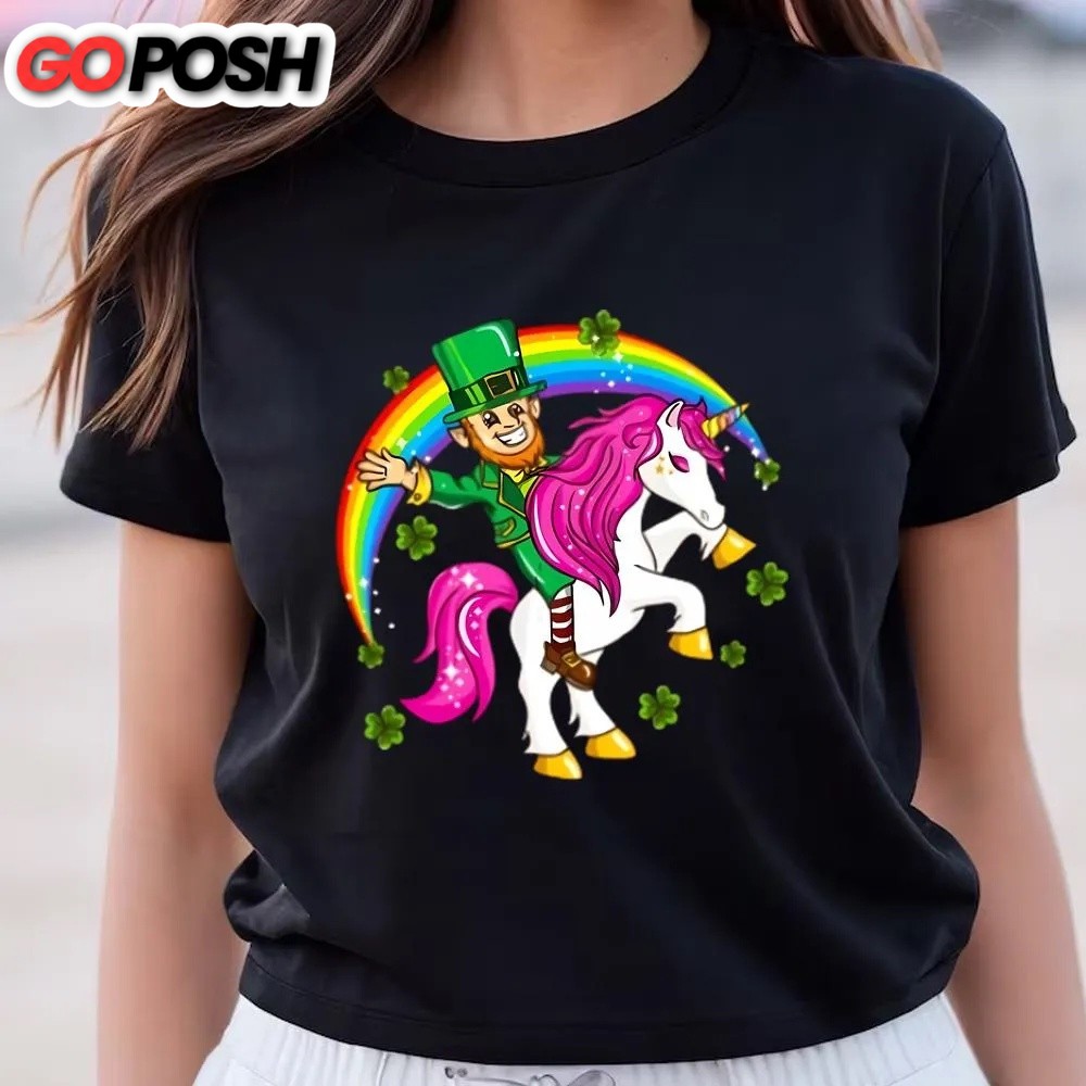 st-patricks-day-t-shirt-st-patricks-day-leprechaun-riding-unicorn-t-shirt-funn-v0l9ut68 St Patricks Day T Shirt, St Patricks Day Leprechaun Riding Unicorn T-Shirt, Funny St Patricks Day Shirts