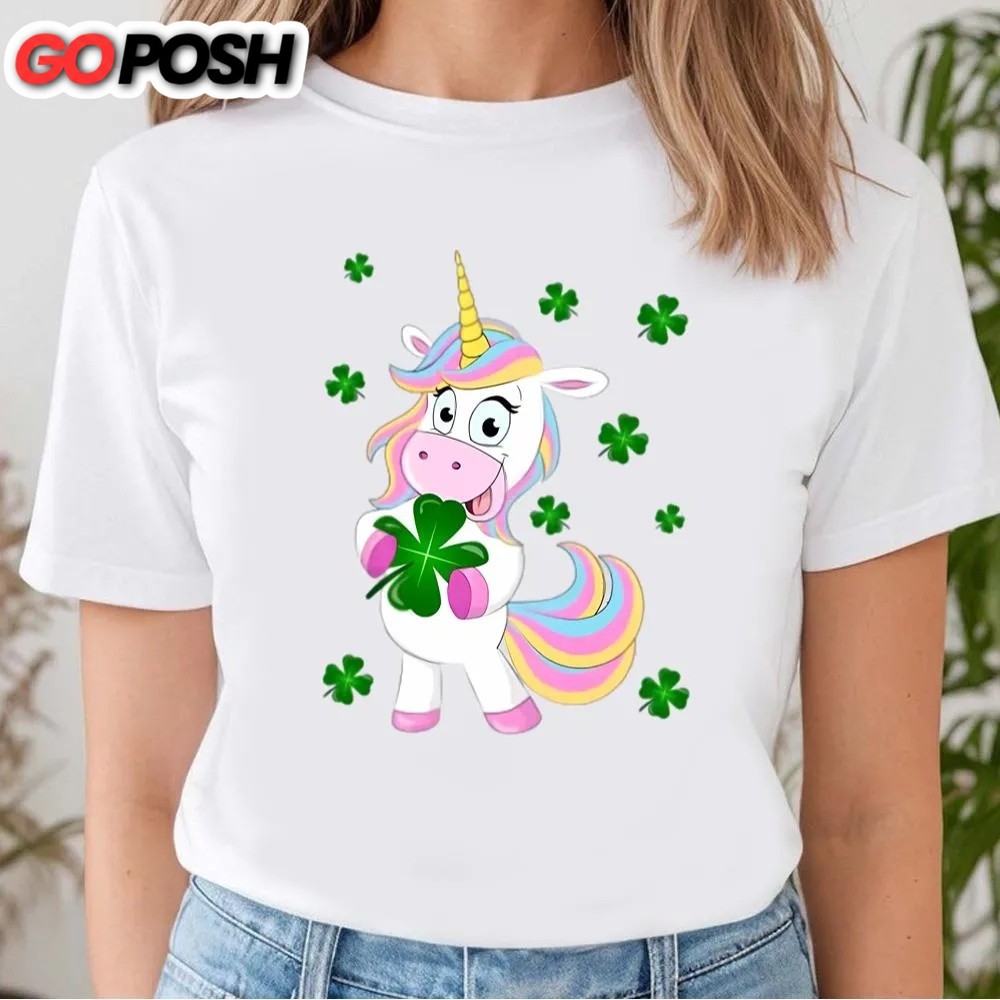 st-patricks-day-t-shirt-st-patricks-day-lucky-unicorn-holding-a-four-leaf-clov-zd04gpfb St Patricks Day T Shirt, St Patrick’s Day Lucky Unicorn Holding a Four Leaf Clover T-Shirt, Funny St Patricks Day Shirts