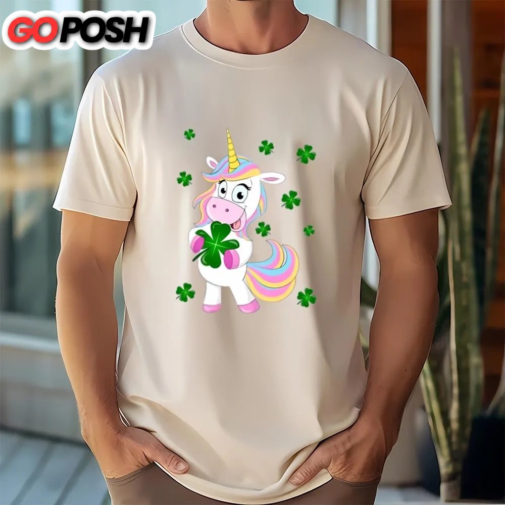 st-patricks-day-t-shirt-st-patricks-day-lucky-unicorn-holding-a-four-leaf-clov-zd04gpfb St Patricks Day T Shirt, St Patrick’s Day Lucky Unicorn Holding a Four Leaf Clover T-Shirt, Funny St Patricks Day Shirts