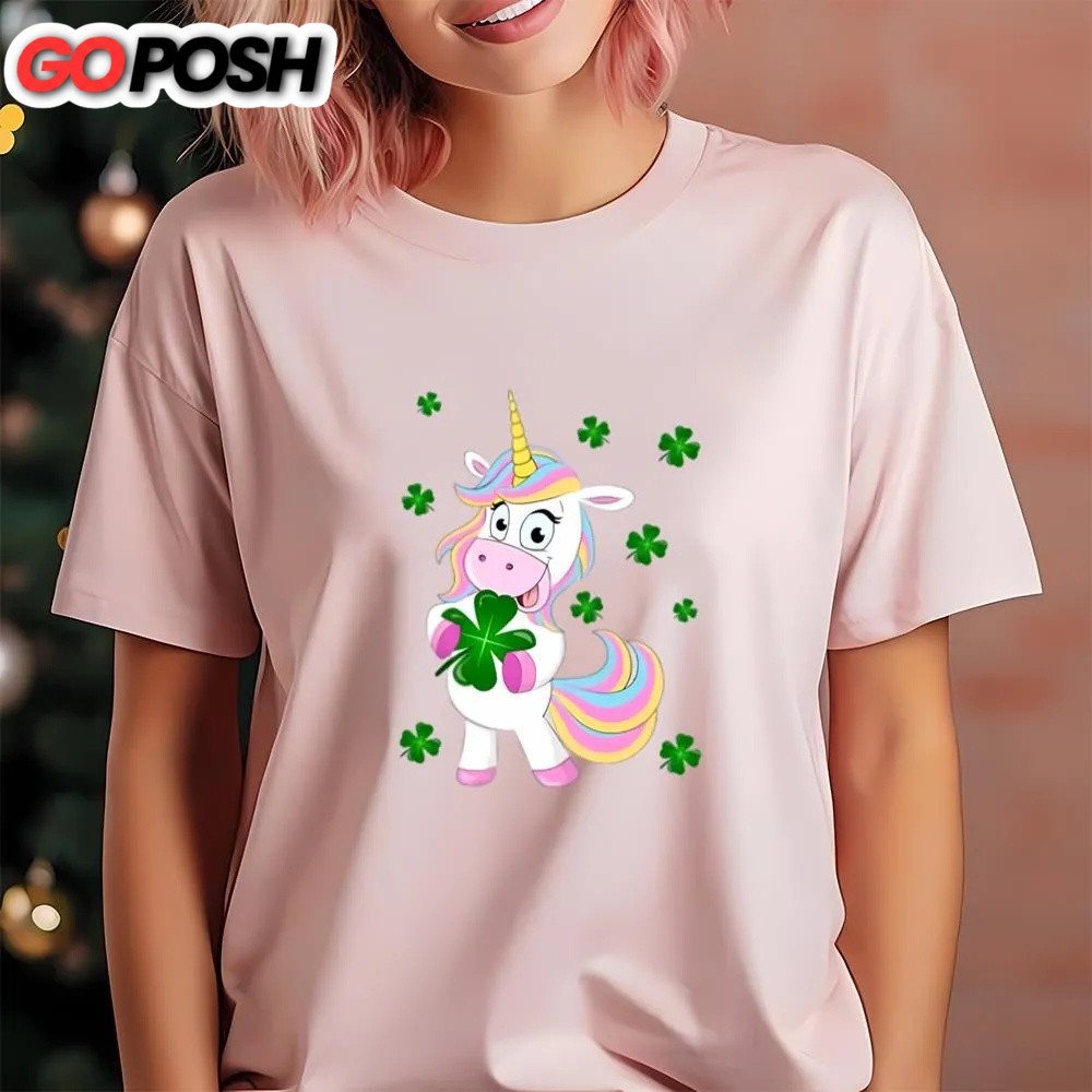 st-patricks-day-t-shirt-st-patricks-day-lucky-unicorn-holding-a-four-leaf-clov-zd04gpfb St Patricks Day T Shirt, St Patrick’s Day Lucky Unicorn Holding a Four Leaf Clover T-Shirt, Funny St Patricks Day Shirts