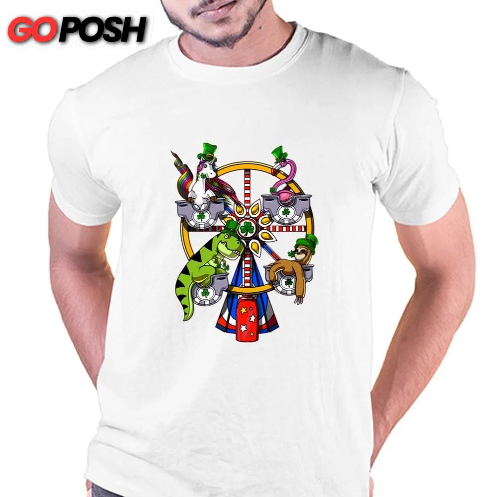 St Patricks Day T Shirt, St Patricks Day Unicorn T-Rex Dinosaur Sloth Flamingo Leprechaun T-Shirt, Funny St Patricks Day Shirts