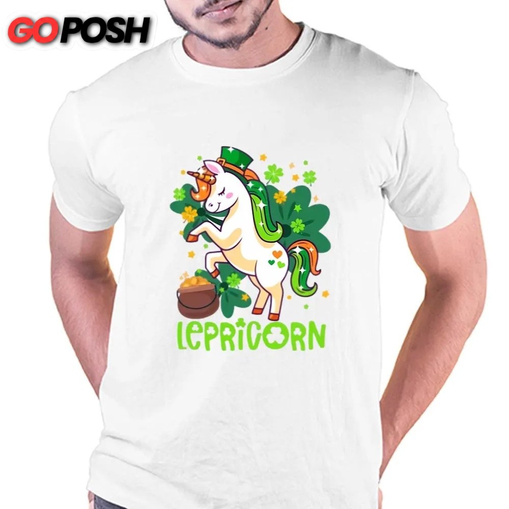 St Patricks Day T Shirt, Unicorn Lepricorn St Patricks Day Leprechauns Girls Women T-Shirt, Funny St Patricks Day Shirts