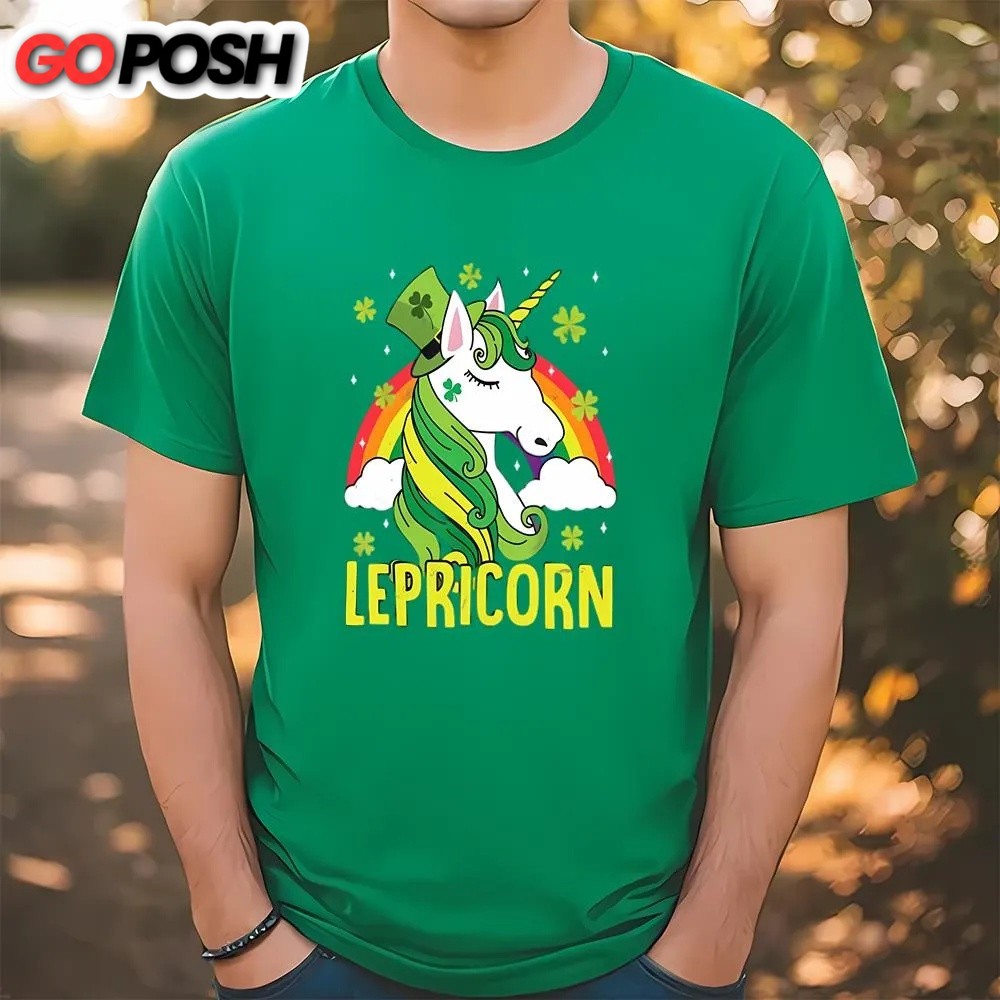 St Patricks Day T Shirt, Unicorn Magical St Patricks Day Lepricorn Girl Women T-Shirt, Funny St Patricks Day Shirts