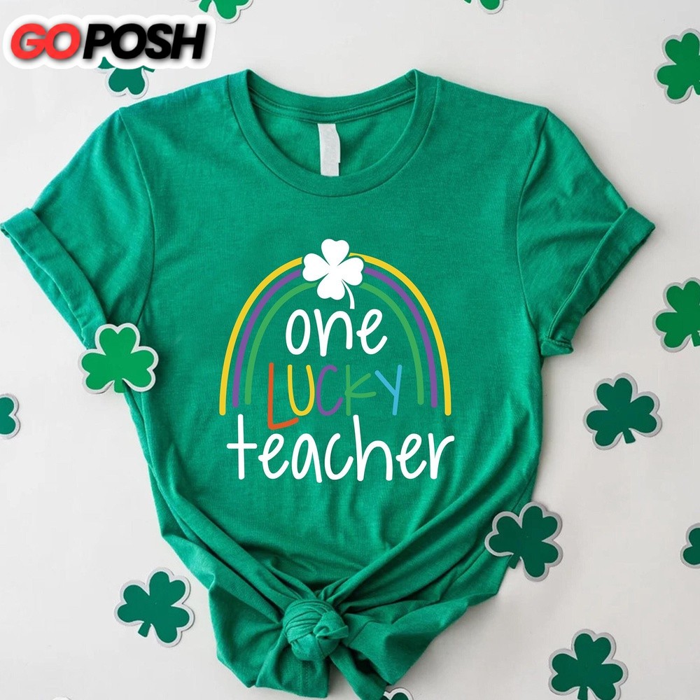 St Patricks Day Teacher Shirt, Lucky Teacher Shirt, St Paddy’s Day Gift For Teacher, St Patrick Rainbow Tshirt