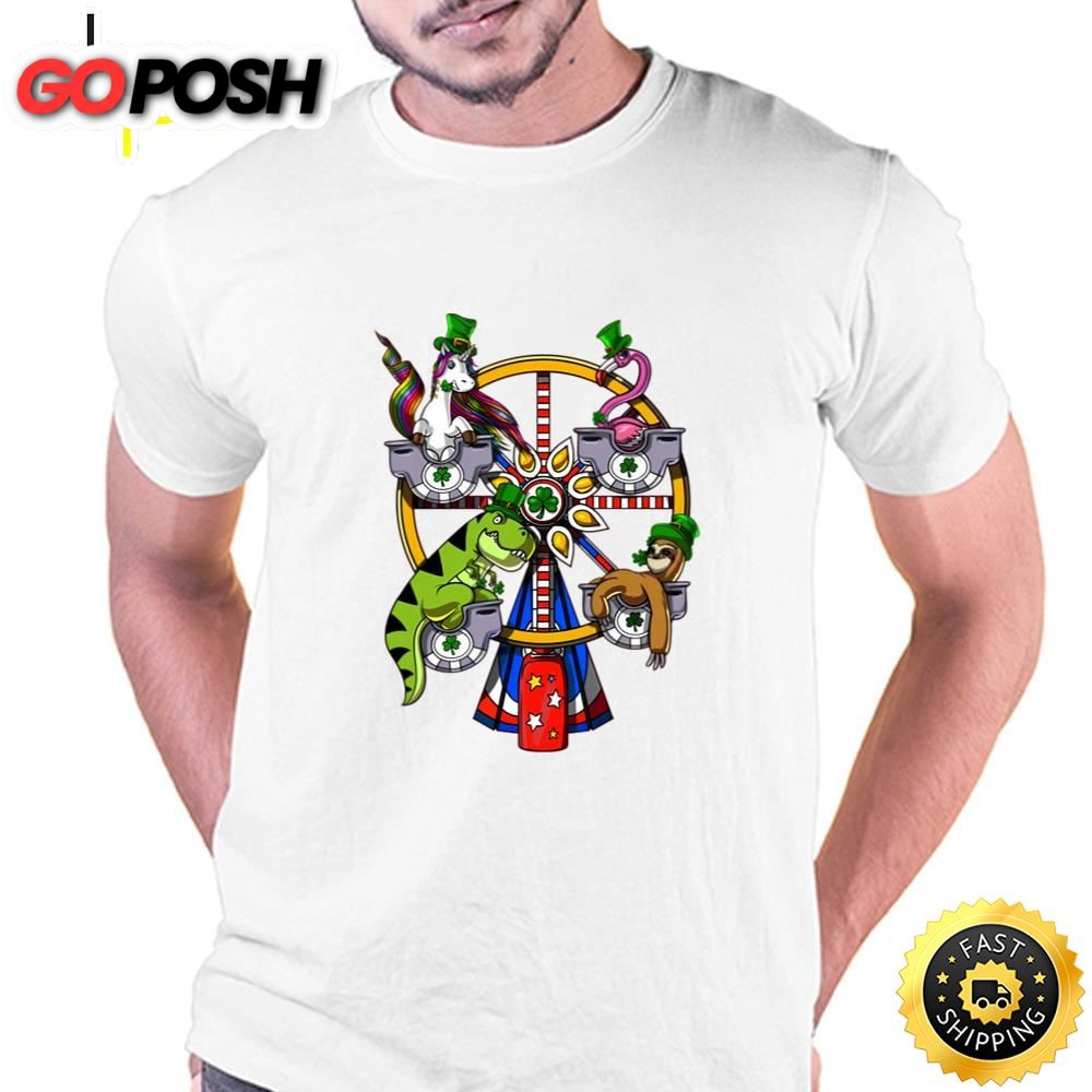 St Patricks Day Unicorn T-Rex Dinosaur Sloth Flamingo Leprechaun…