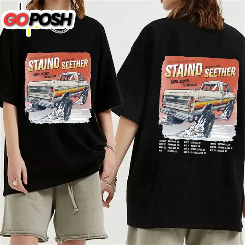 Staind 2024 Tailgate Tour Black T-Shirt Gift Fans Music All Size