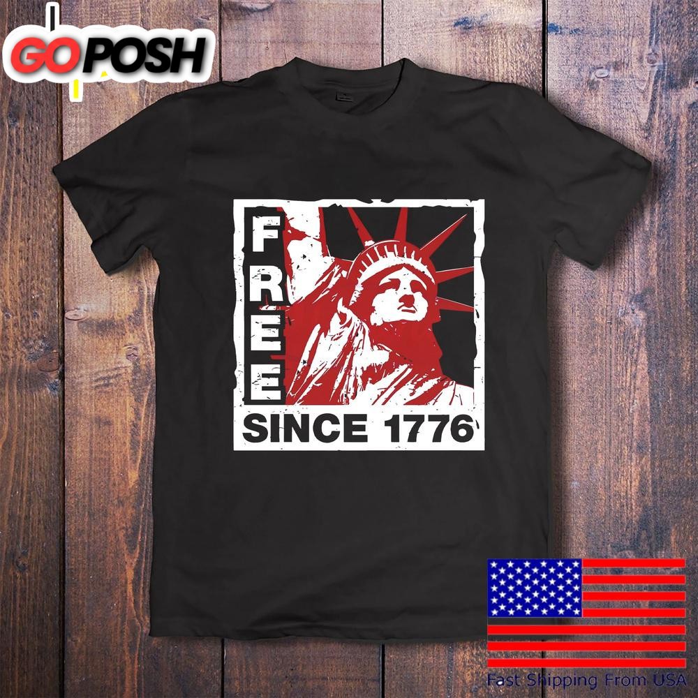 Statue Of Liberty Free Since 1776 Grunge Patriotic Usa T-Shirt