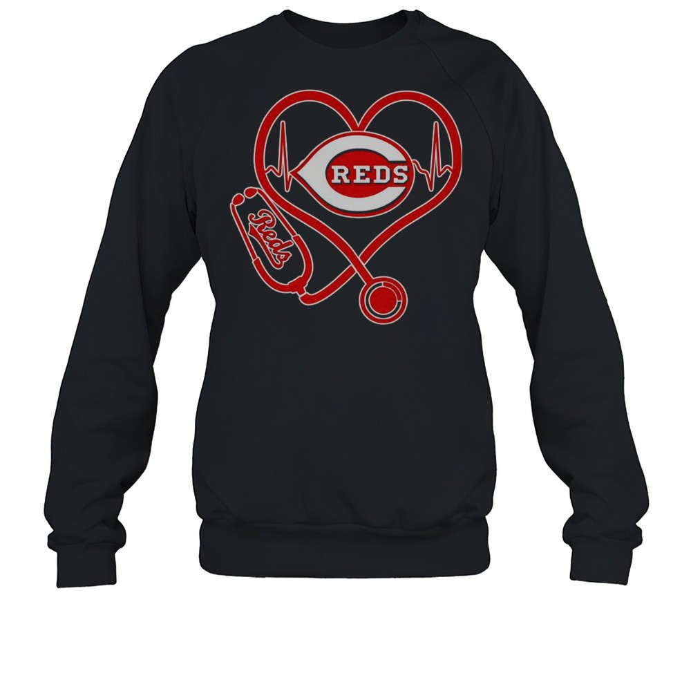 Stethoscope Heartbeat Cincinnati Reds Pride T-Shirt