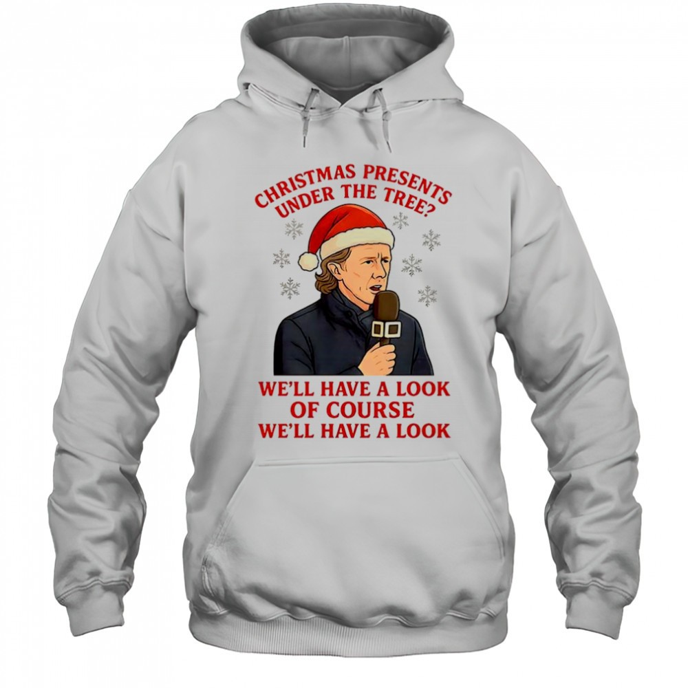 Steve McManaman Christmas presents under the tree well have a look ugly Christmas shirt