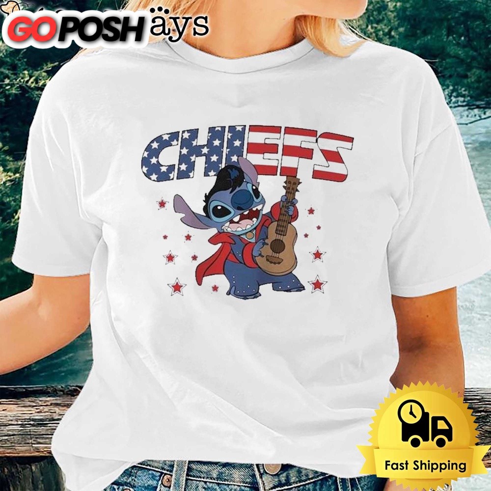 Stitch NFL Kansas City Chiefs Happy Independence Day 4th Of July 2024 Painting T-Shirt