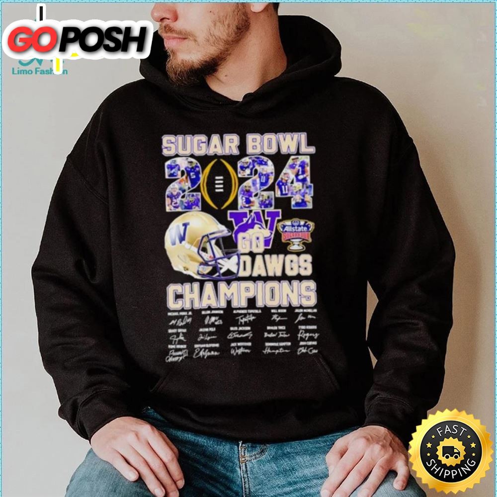 Sugar Bowl 2025 Go Dawgs Champions Washington Huskies Signatures Shirt
