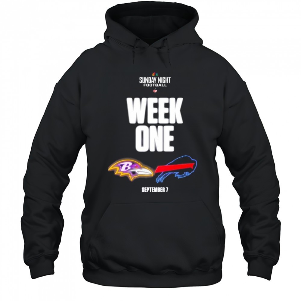 Sunday Night Football NFL Week 1 Baltimore Ravens vs Buffalo Bills Sept 7 2025 t-shirt