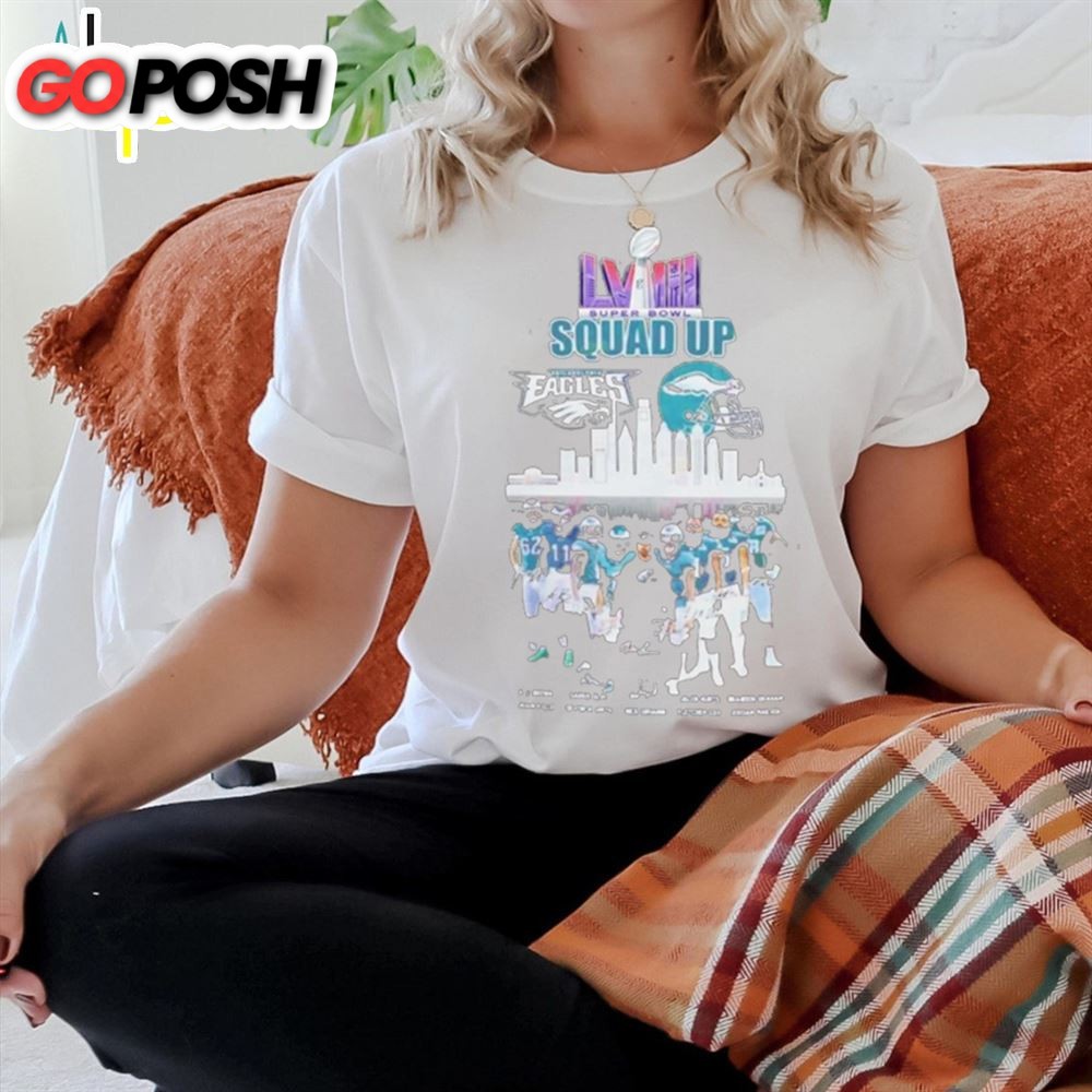 Super Bowl 2025 Squad Up Skyline Signatures Philadelphia Eagles Team Shirt