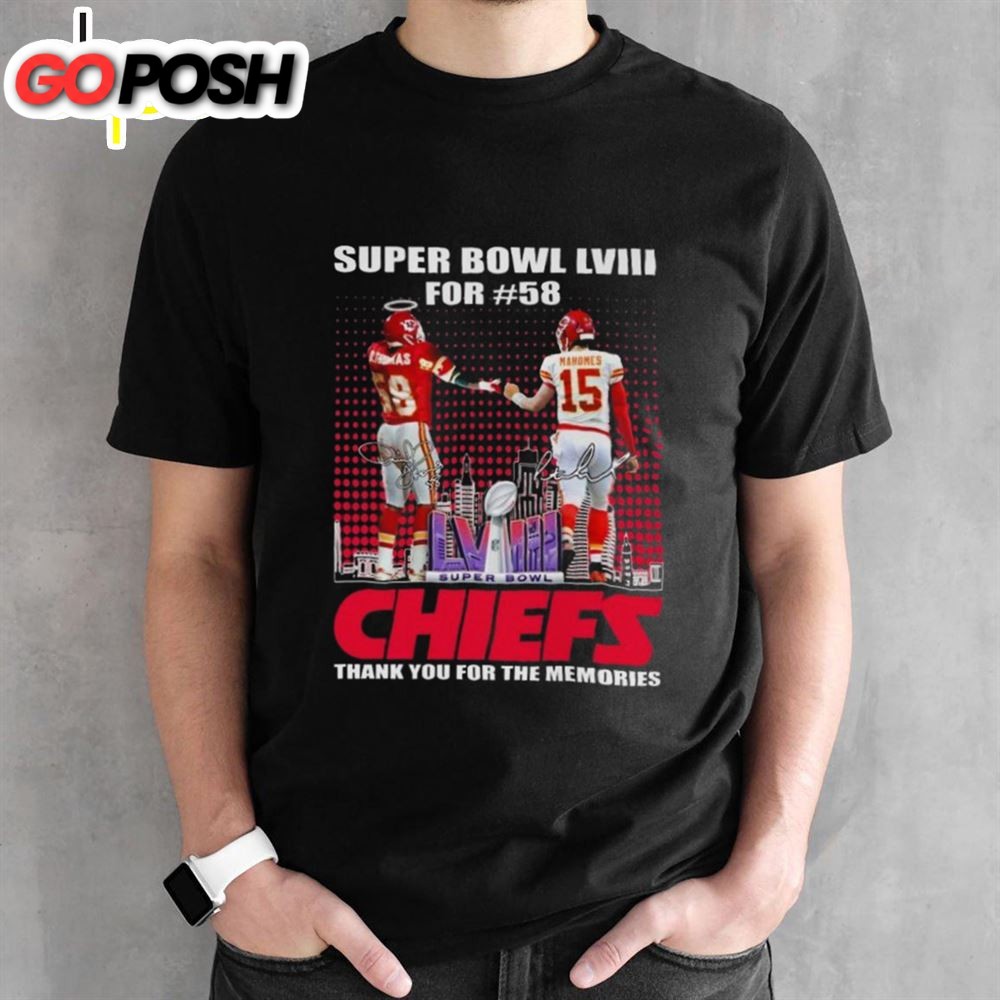 Super Bowl LVIII For #58 Kansas City Chiefs Thank You For The Memories Signatures T-Shirt