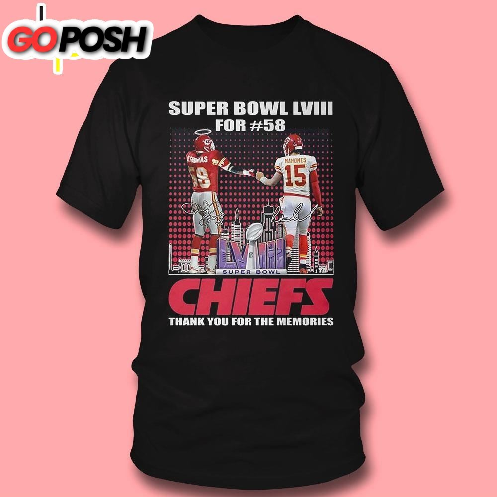 Super Bowl Lviii For 58 Kansas City Chiefs Thank You For The Memories T- shirt
