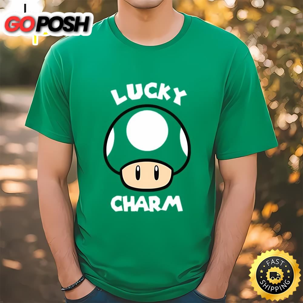 Super Mario St. Patricks Day Extra Life Mushroom Lucky Charm T-Shirt