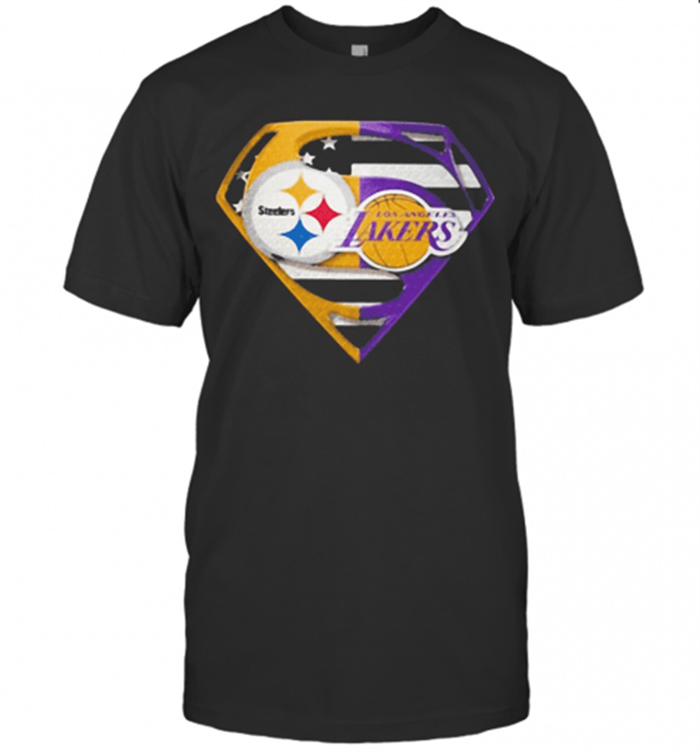superhero-pittsburgh-steelers-and-los-angeles-lakers-diamond-american-flag-indep-jonpr22r Superhero pittsburgh steelers and los angeles lakers diamond american flag independence day shirt T-Shirt