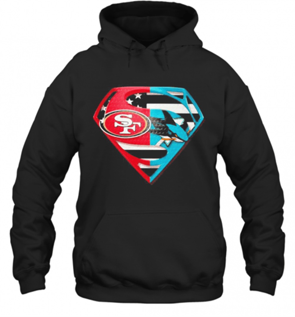 Superhero san francisco 49ers and san jose shark diamond american flag independence day shirt T-Shirt