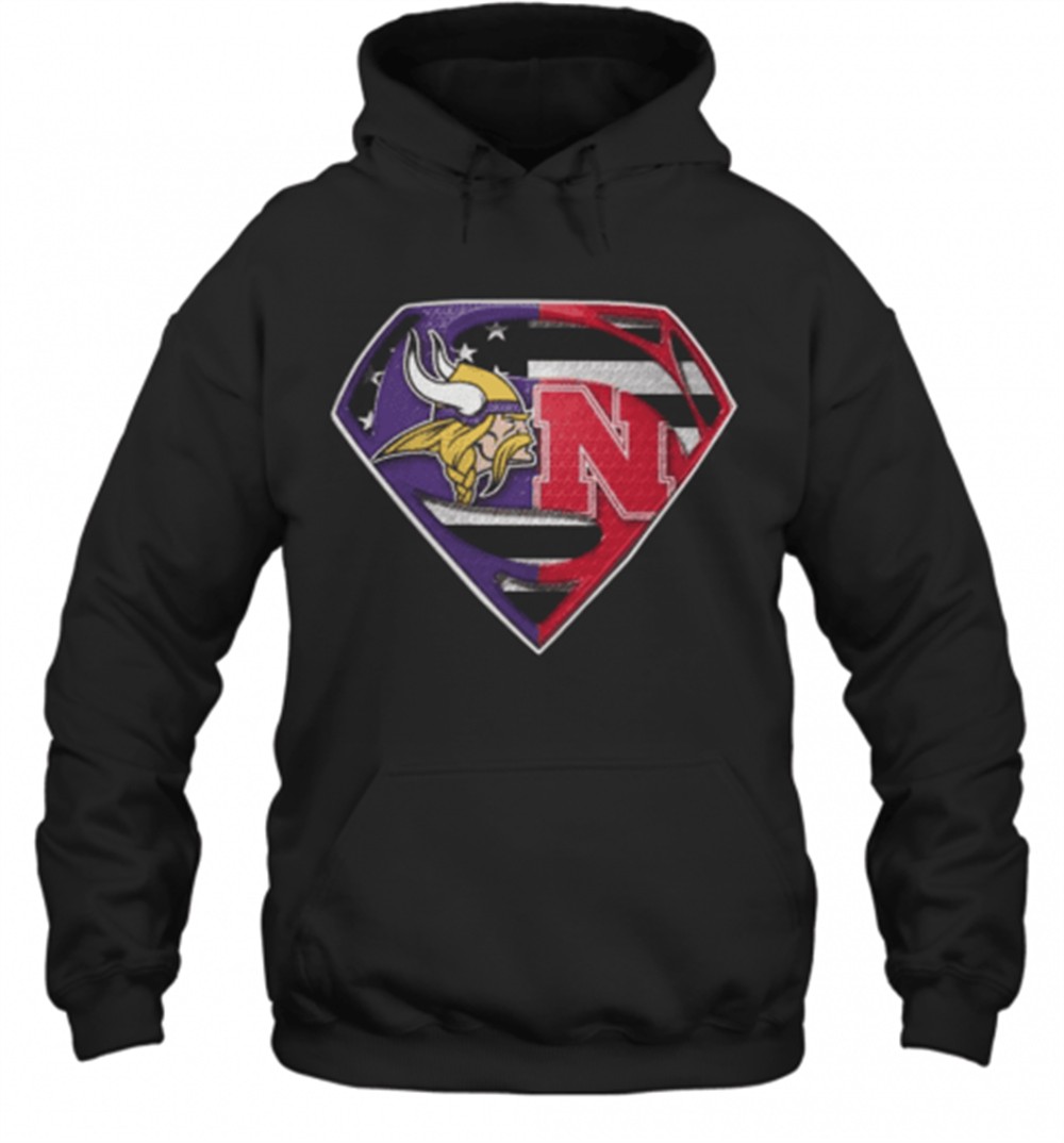 Superman New Minnesota Vikings And Nebraska Cornhuskers T-Shirt