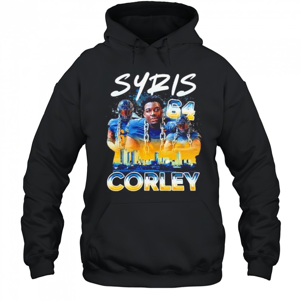 Syris Corley no 64 player collage city line graphic shirt