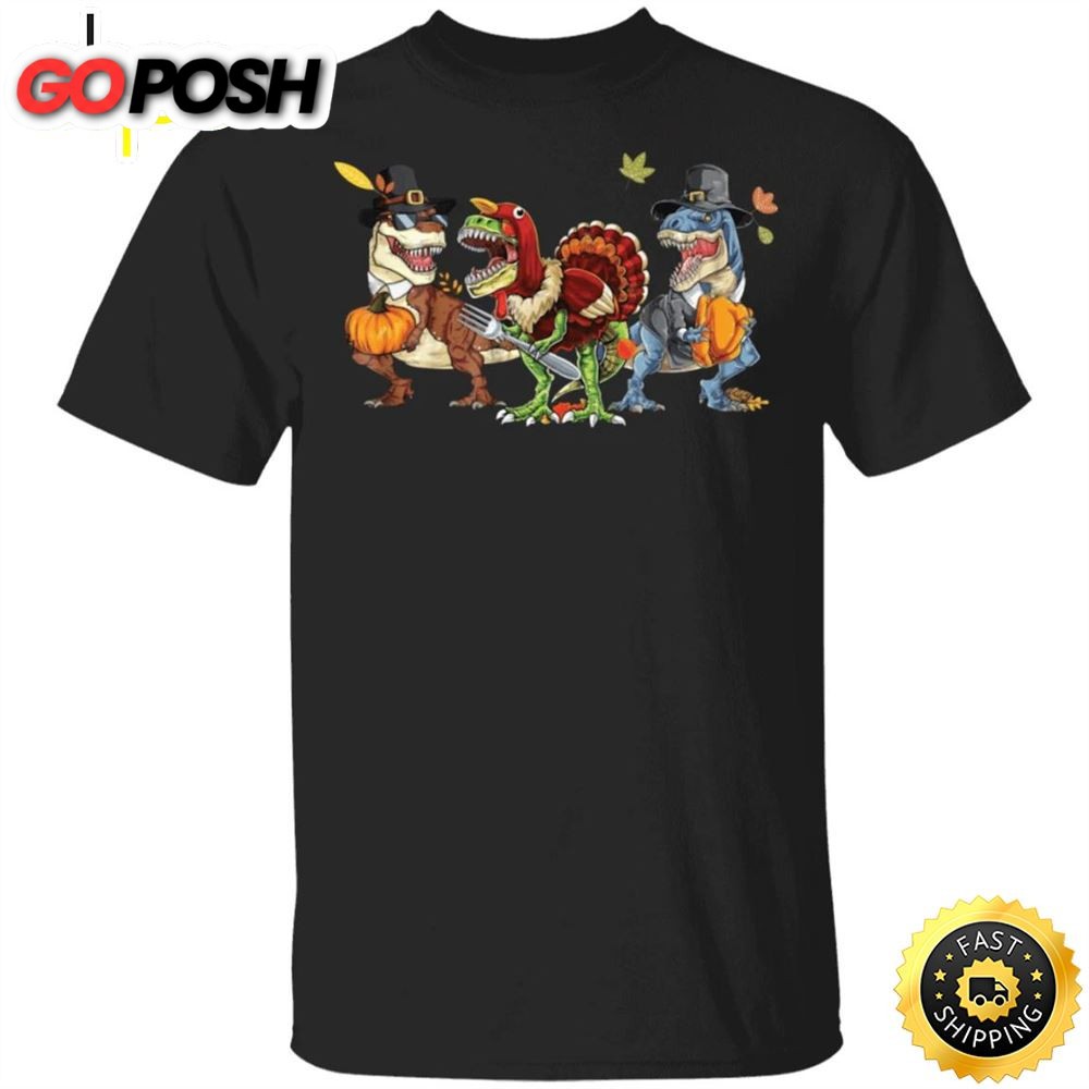 T-Rex Happy Halloween And Thanksgiving T-Shirt Party Costumes For Family Dinosaur Gifts Unisex