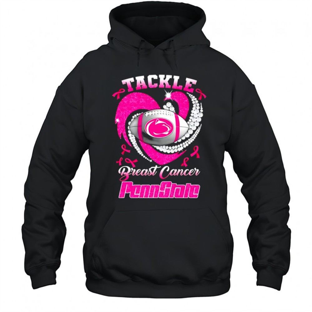 Tackle breast cancer Penn State Nittany Lions football heart pink ribbon shirt