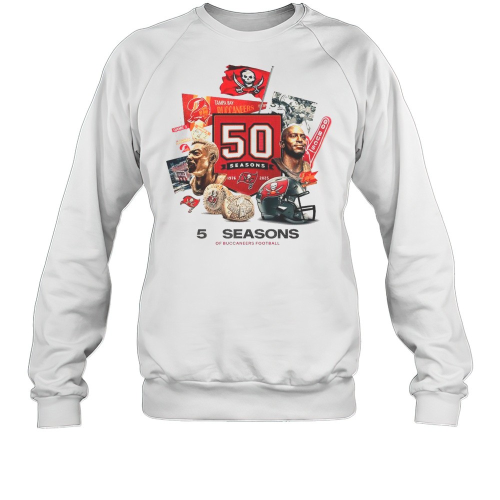 Tampa Bay Buccaneers 50th Season Of Buccaneers Football 1975 2025 T-shirt