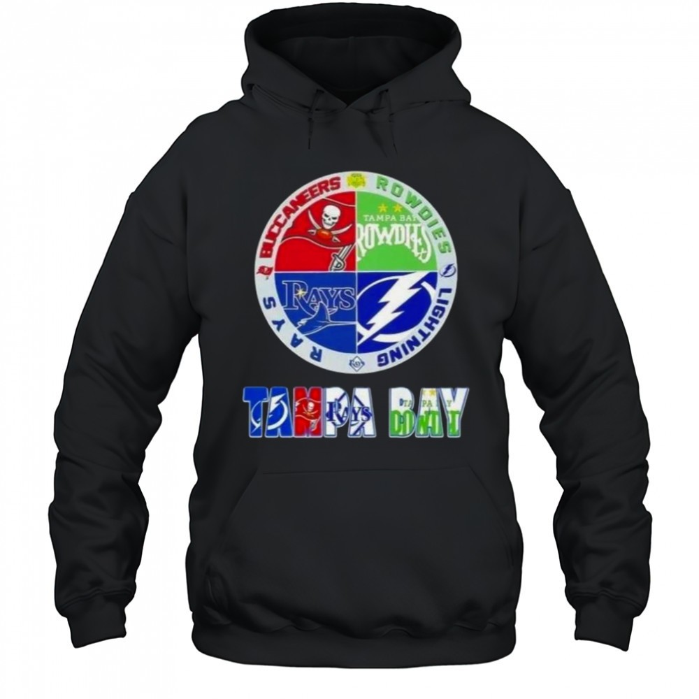 Tampa Bay Sports Buccaneers Rowdies Lightning Rays Logos T-Shirt