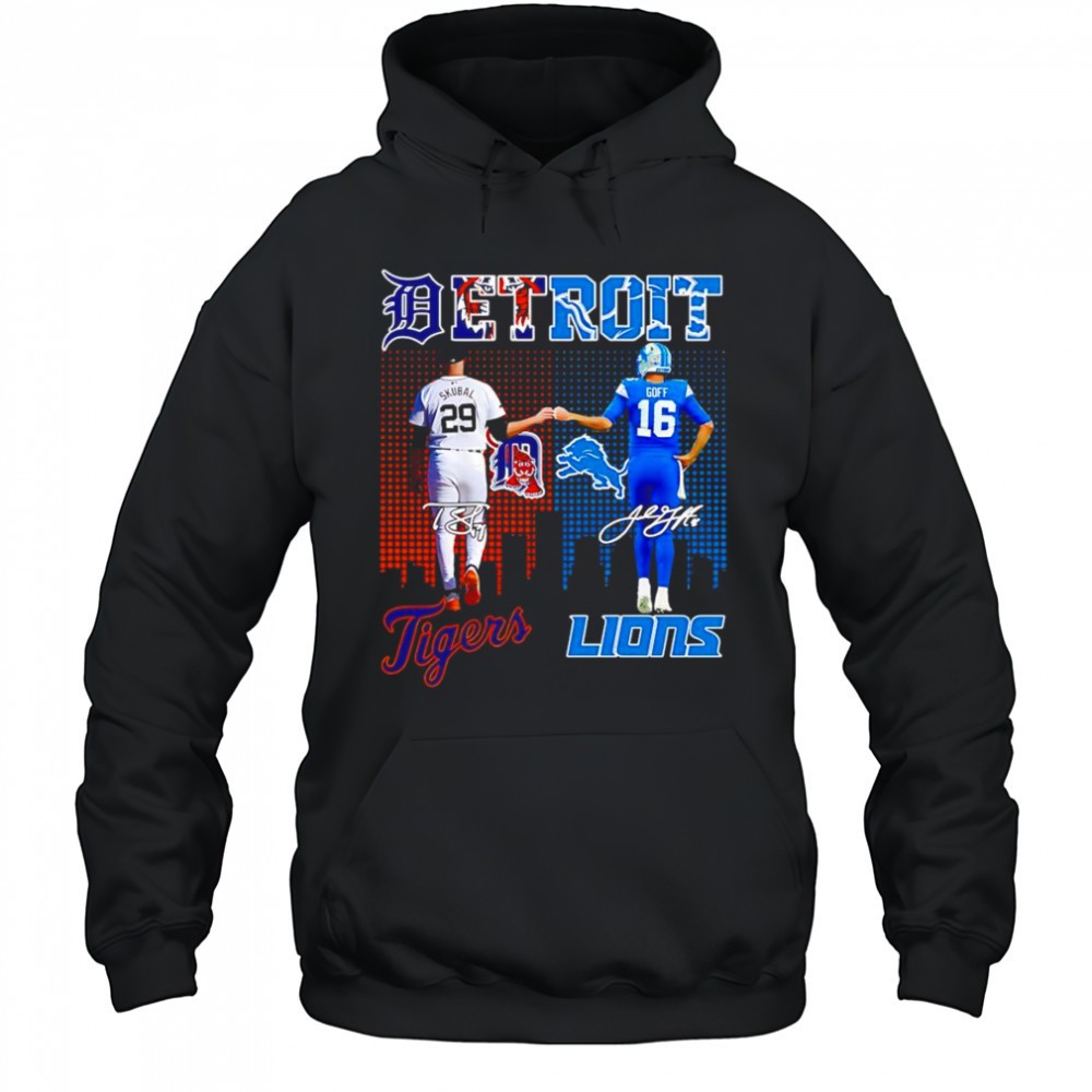 Tarik Skubal Detroit Tigers and Jared Goff Detroit Lions signature shirt