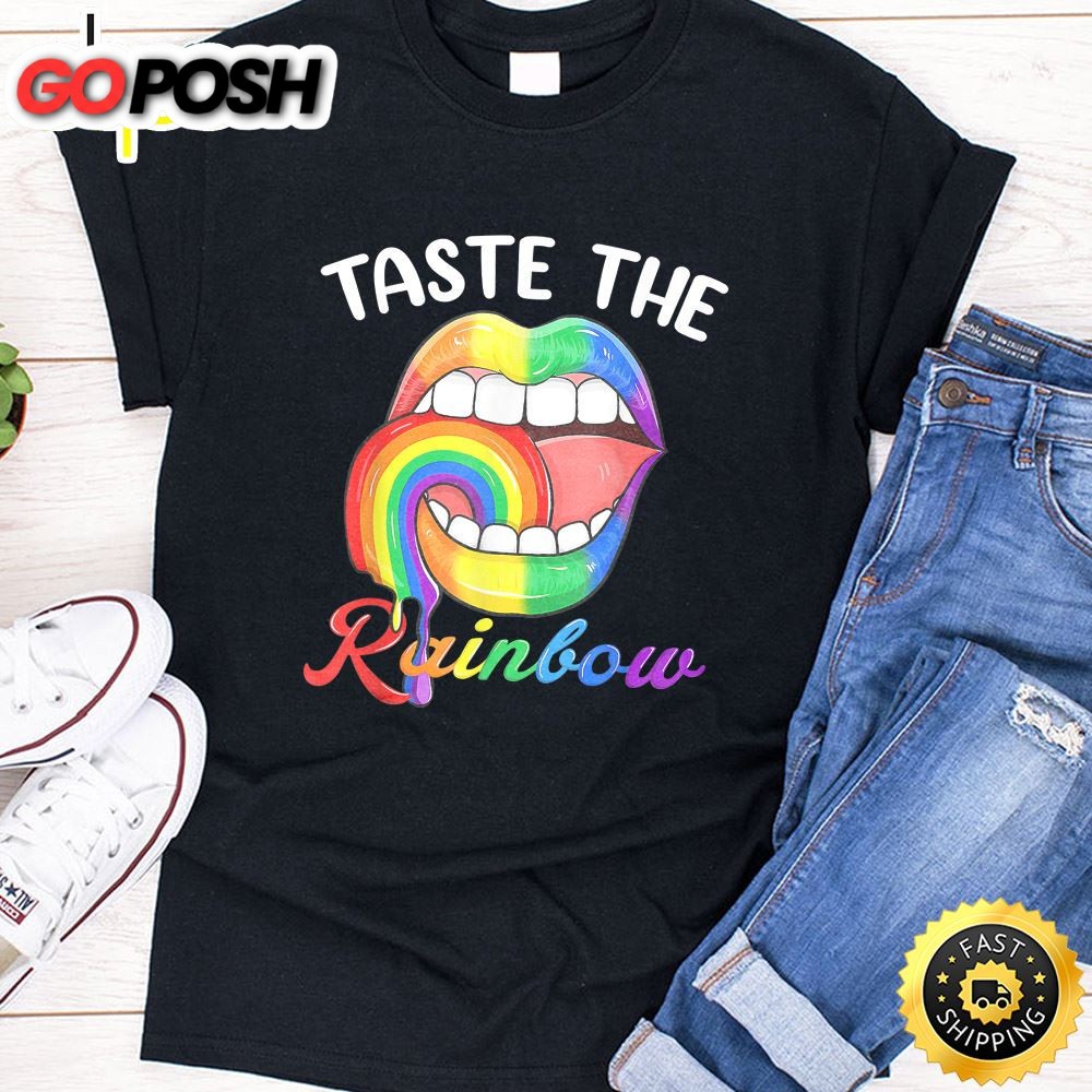 Taste The Rainbow Sexy Lips LGBT Pride Gay Rainbow Valentines Day T-shirt