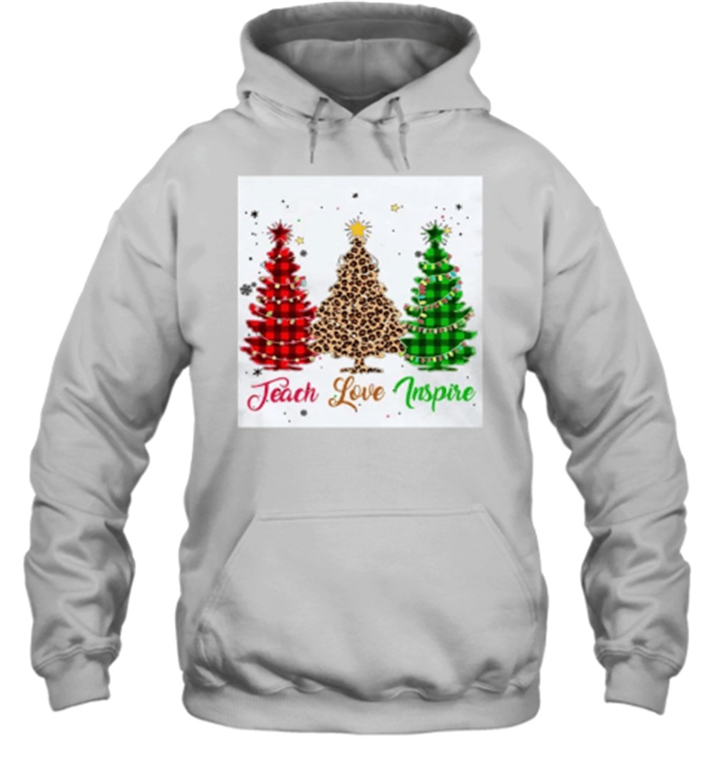 Teach Love Inspire Christmas Tree Teacher T-Shirt