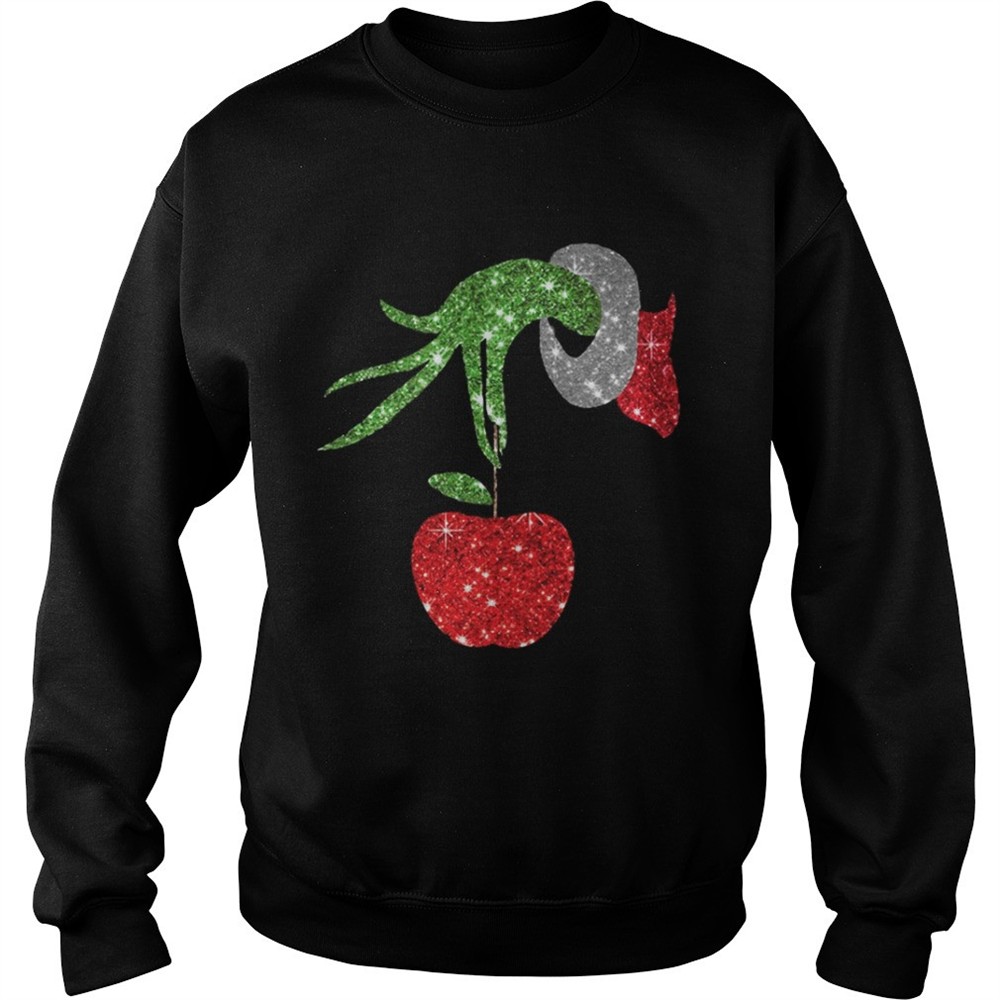 teacher-grinch-hand-holding-apple-ornament-shirt-apw9o3mb Teacher Grinch hand holding apple ornament shirt