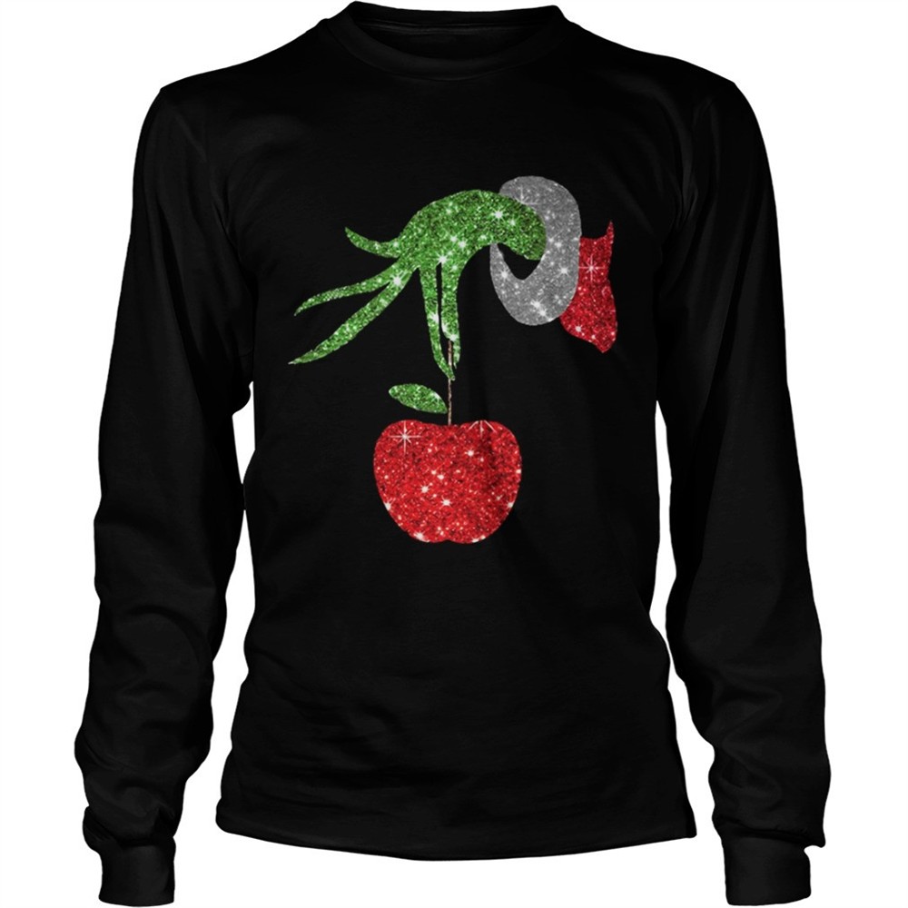 teacher-grinch-hand-holding-apple-ornament-shirt-apw9o3mb Teacher Grinch hand holding apple ornament shirt