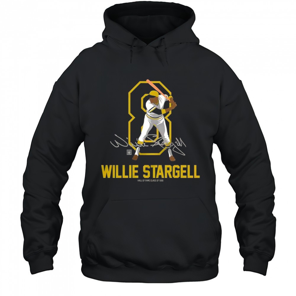 Teambrown Willie Stargell Baseball Hall Of Fame Member Signature T-Shirt
