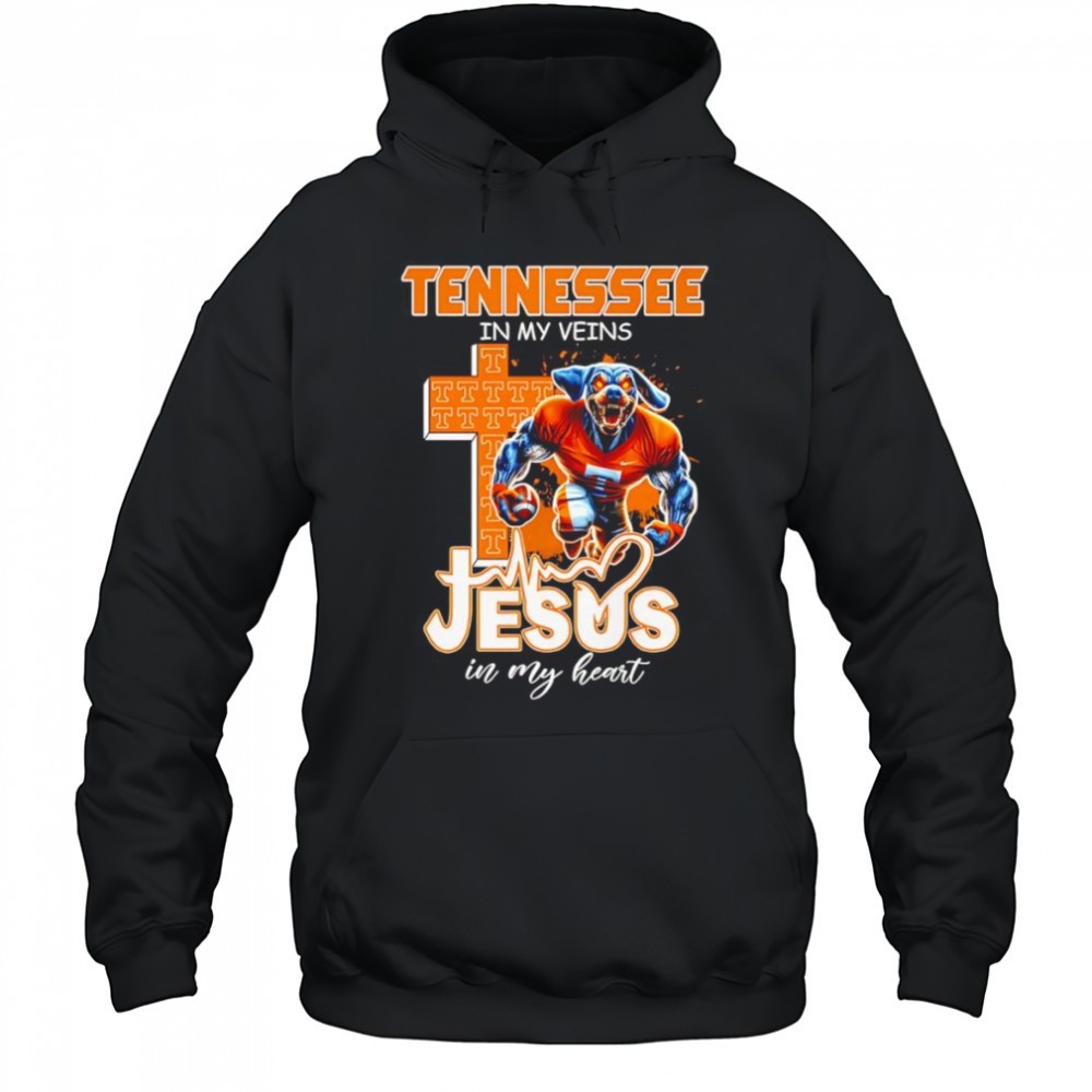 Tennessee in my veins Jesus in my heart mascot shirt