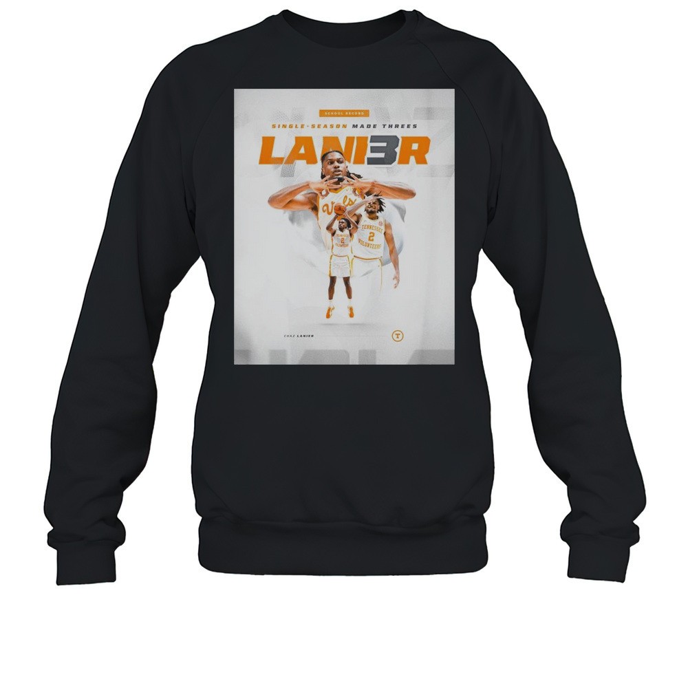 Tennessee Volunteers Basketball Chaz Lanier School Record Single-Season Made Threes Lanier T-shirt