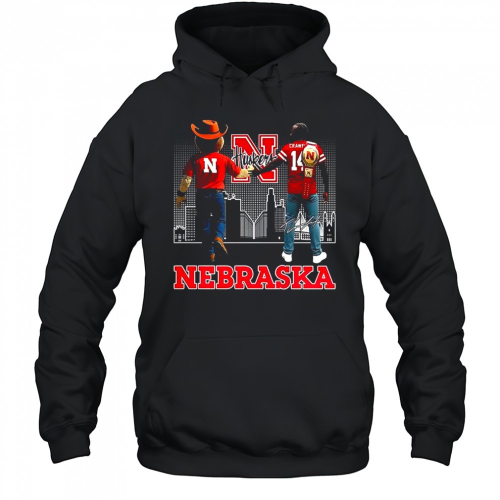 Terence Crawford and Herbie Husker Nebraska Cornhuskers football skyline signature shirt