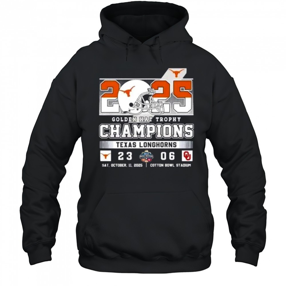Texas Longhorns Golden Hat Trophy Champions 2025 Beat Oklahoma Sooners T-Shirt
