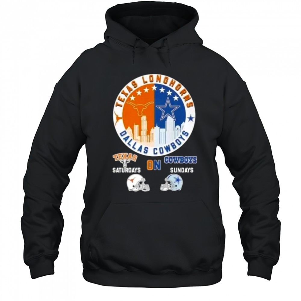 Texas Longhorns Saturdays On Dallas Cowboys Sundays Skyline T-Shirt
