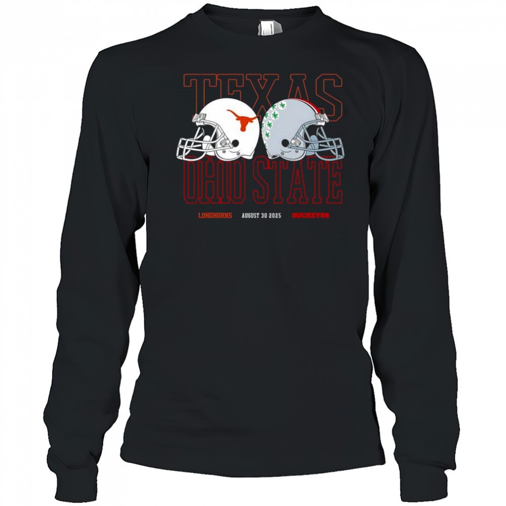 texas-longhorns-vs-ohio-state-buckeyes-helmets-august-30-2025-shirt-57nxdb82 Texas Longhorns vs Ohio State Buckeyes helmets august 30 2025 shirt