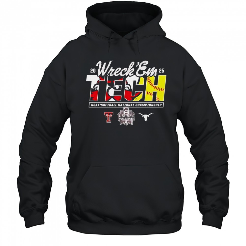 Texas Tech Vs Texas Longhorns Wreck ‘Em NCAA Softball National Championship 2025 T-Shirt