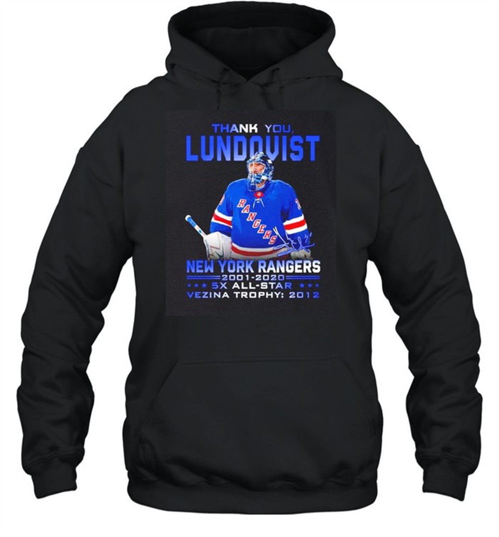 Thank you Lundqvist New York Rangers 2001-2020 signature t-shirt